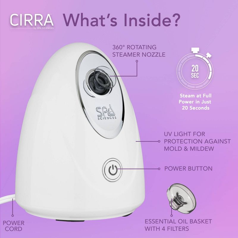 Spa Sciences CIRRA Nano Ionic Vanity Facial Steamer with Optional Aromatherapy, 6 of 15