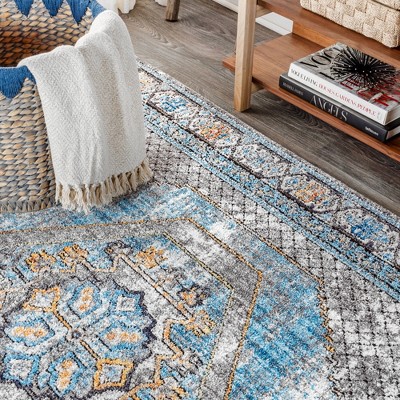Izmit Gray Medallion 4' x 6' Synthetic Area Rug