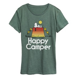 Women's - Peanuts - Happy Camper Short Sleeve Graphic T-Shirt - 1 of 4