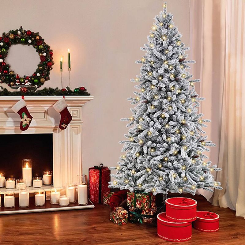 6.5ft Pre-Lit Flocked Bradford Fir Artificial Christmas Tree - Puleo, 3 of 5