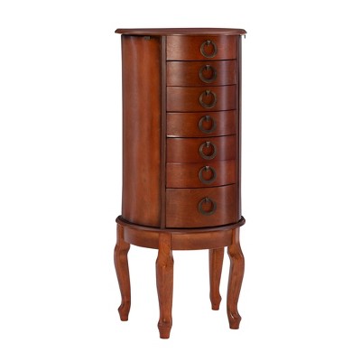 Raine Traditional Wood 7 Lined Drawer Jewelry Armoire Cherry - Powell