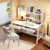 Kids Desk, Wooden Study Desk, Home Office Desk, Writing Desk, Computer Desk, With Bookshelf and Drawers, With Chair - 2 of 4