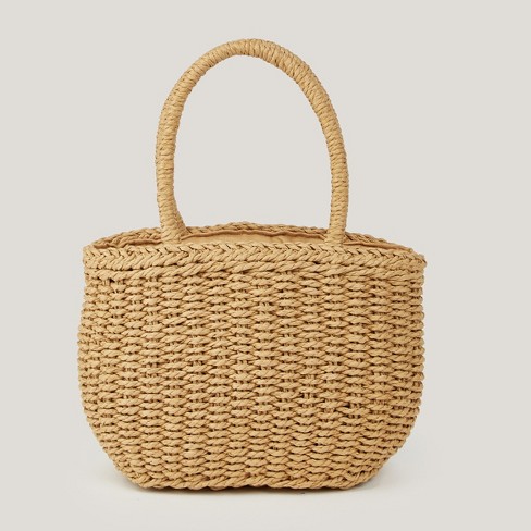 Women's Round Handle Straw Bag - Cupshe-one Size-brown : Target