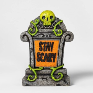 Halloween Lit Stay Scary Halloween Tombstone Décor - Hyde & EEK! Boutique , Gray