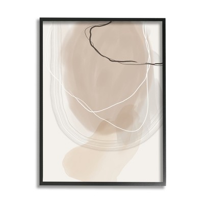 Stupell Modern Abstract Brown Tan Design Framed Giclee