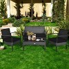 Costway 4PCS Patio Rattan Wicker Furniture Set Loveseat Sofa Cushioned Garden Yard Brown/Grey - 4 of 4
