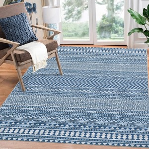 Small Throw Rug for Bedroom Kitchen Entryway - Boho Vintage Non-Slip Washable Mat, Oriental Soft Stain Resistant Low Pile Carpet - 1 of 4