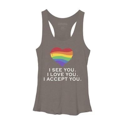 Adult Design By Humans I See You, I Love You, I Accept You Pride By AtlasNasStore Racerback Tank Top