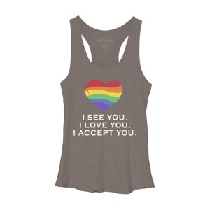 Adult Design By Humans I See You, I Love You, I Accept You Pride By AtlasNasStore Racerback Tank Top - 1 of 2