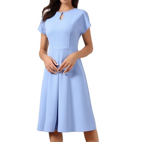 Женские платья INSPIRE CHIC Women's Summer Short Sleeve Above Knee A Line Casual Business Work Dress Small Light Blue