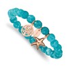 Chisel Stainless Steel Antiqued and Polished Rose IP-plated Starfish and Tree of Life 8mm Aqua Dyed Jade Beaded Stretch Bracelet - 2 of 4