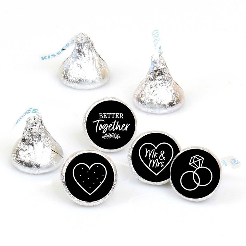 Big Dot of Happiness Mr. and Mrs. - Black and White Wedding or Bridal Shower Round Candy Sticker Favors - Labels Fits Chocolate Candy (1 sheet of 108), 1 of 6