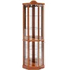 YOOCOZZ Lighted Glass Corner Curio Cabinet with Adjustable Glass Shelves Carved Cherry Decoration for Bar Wine Display - 2 of 4