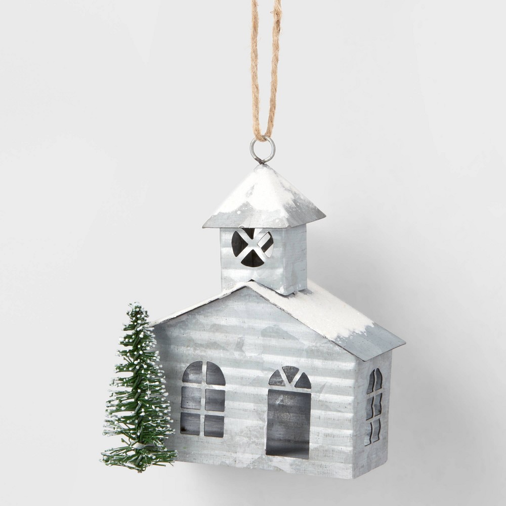 Galvanized Metal Church Christmas Tree Ornament - Wondershop