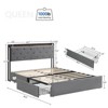 COZONY Velvet Upholstered Bed Frame with 4 Storage Drawers & Headboard Shelves, No Box Spring Needed - 2 of 4