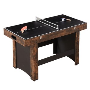 VEVOR 3-in-1 Combo Game Table Set, 54" Air Hockey Table, Multi Combination Table with Air Hockey, Ping Pong, Foosball, Pushers & Pucks, Brown - 1 of 4