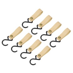 Unique Bargains PU Leather Strap Camping Outdoor S-shaped Hooks and Hangers 8 Pcs - 1 of 4