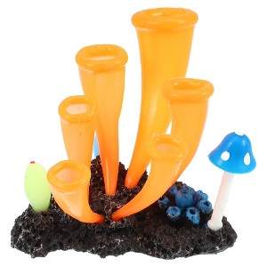 Unique Bargains Silicone Aquarium Simulation Horn Coral Fish Tank Landscape Decoration 3.39"x3.23" 1 Pc - 1 of 4