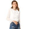 Allegra K Women's Ruffle Neck Polka Dot Button Front Sheer Chiffon Blouse - 2 of 4