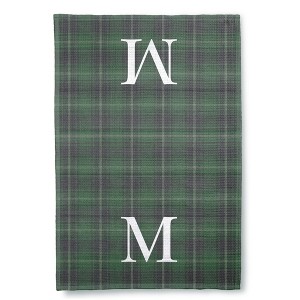 Personalization Mall Christmas Plaid Waffle Weave Kitchen Towel, Green Plaid - 1 of 4