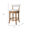 HomeRoots 26" Sand and Natural Fabric and Solid Wood Low Back Counter Height Swivel Bar Chair - 3 of 4