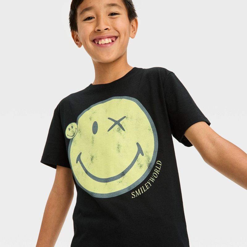 Boys' Short Sleeve Oversized Graphic T-Shirt with Smiley Face - art class™ Black, 3 of 5