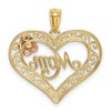 Black Bow Jewelry 14k Two Tone Gold and White Rhodium Mom Heart with Rose Pendant, 22mm - 3 of 4