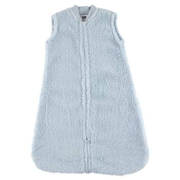 Hudson Baby Infant Boy Plush Sleeping Bag, Sack, Blanket, Powder Blue Faux Shearling