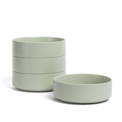 over&back Set of 4 25oz Stackable Hand-Finished Stoneware Cereal Bowls Semi-Matte