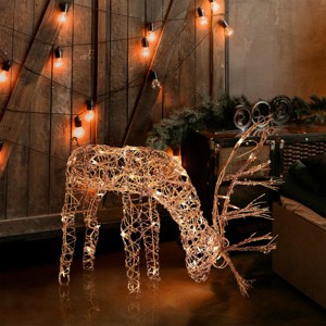 Outdoor/Indoor Christmas Grazing Reindeer Lighted Display – LED Holiday Deer Decoration w - 1 of 4