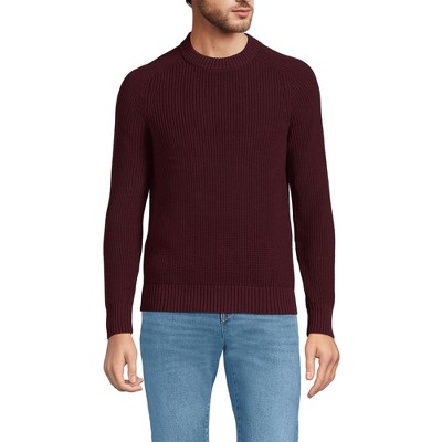 Lands' End Men's Cotton Drifter Saddle Crewneck Shaker Sweater - Medium ...