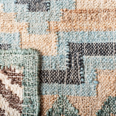 Handwoven Blue and Natural Geometric Kilim Area Rug