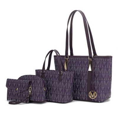 MKF Collection Marimar  M Signature Vegan Leather Women’s Tote – 4 Pcs set Handbag by Mia K