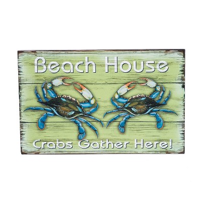 Beachcombers Beach House Crabs Sign 15.75 x 10 x 0.25 Inches.