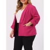Agnes Orinda Women's Plus Size Fashion Formal with 3/4 Pleated Sleeves and Shawl Collar Blazers - 2 of 4
