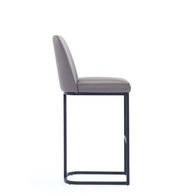 Gray Leatherette and Metal Barstools Set of 3