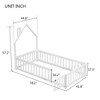 CAVINAS Kids Montessori Bed with House-Shaped Headboard,Floor Bed with Fence,Twin/Full Size Toddler Bed for Bedroom,Gray/White/Brown - 3 of 4