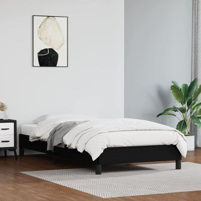vidaXL Bed Frame Twin XL in Black - Faux Leather Upholstery - Plywood Slats