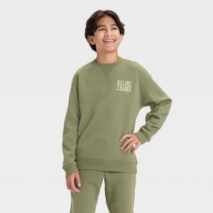 Boys' Active Comfort Fleece Crewneck Sweatshirt - All In Motion™ - 1 of 3