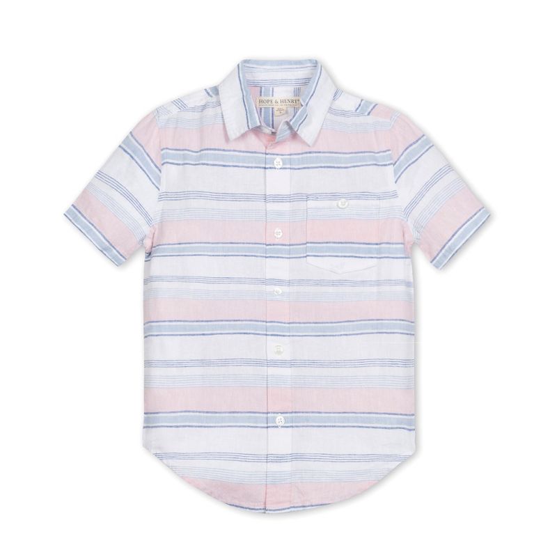Hope & Henry Boys' Linen Short Sleeve Button Down Shirt, Infant, 1 of 9