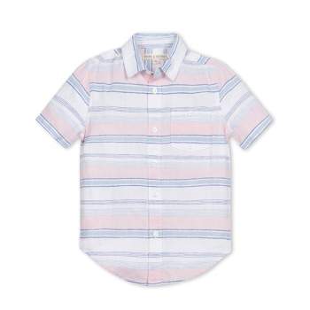 Hope & Henry Boys' Linen Short Sleeve Button Down Shirt, Infant