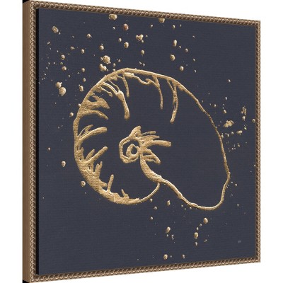 22"x22" Gold Nautilus Abstract Canvas Print with Beaded Frame
