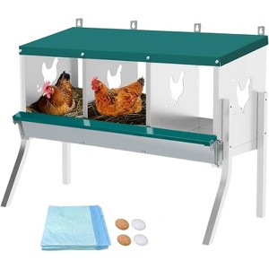 Coucheta Large Metal Chicken Nesting Boxes for Hens, Compartment Galvanized Steel Nesting Box, Includes 4 Fake Eggs & 10 Soft Nest Pads Pads - 1 of 1
