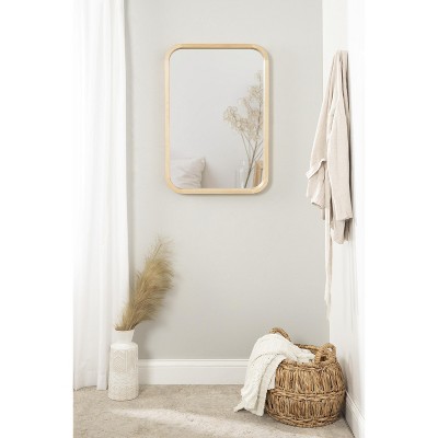 Hutton Natural Wood Rounded Radius Rectangular Wall Mirror 20x30