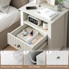 RoyalCrafted Fluted Nightstand, Wooden End Table Set with 2 Storage Drawers and Charging Station for Bedroom or Home Office, Set of 2, White - 2 of 4