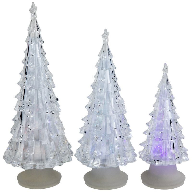 Northlight LED Lighted Color Changing Acrylic Christmas Tree Decorations - 8.5" - Set of 3, 4 of 7
