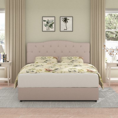 VECELO Queen/Full Size Bed Frame with Storage Drawers & Charging Ports, Upholstered Platform Bed Frame with Adjustable Headboard, Beige