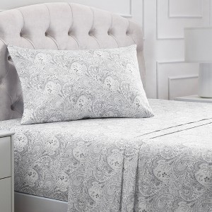 Mellanni 1800 Bed Sheets Twin XL Paisley Gray - 1 of 3