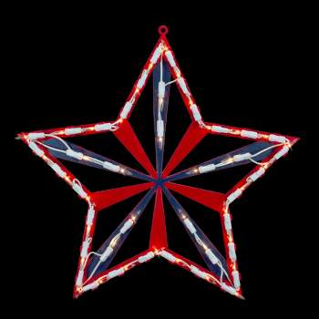Northlight 14" Lighted Red and Blue Patriotic Star Window Silhouette - Clear Lights