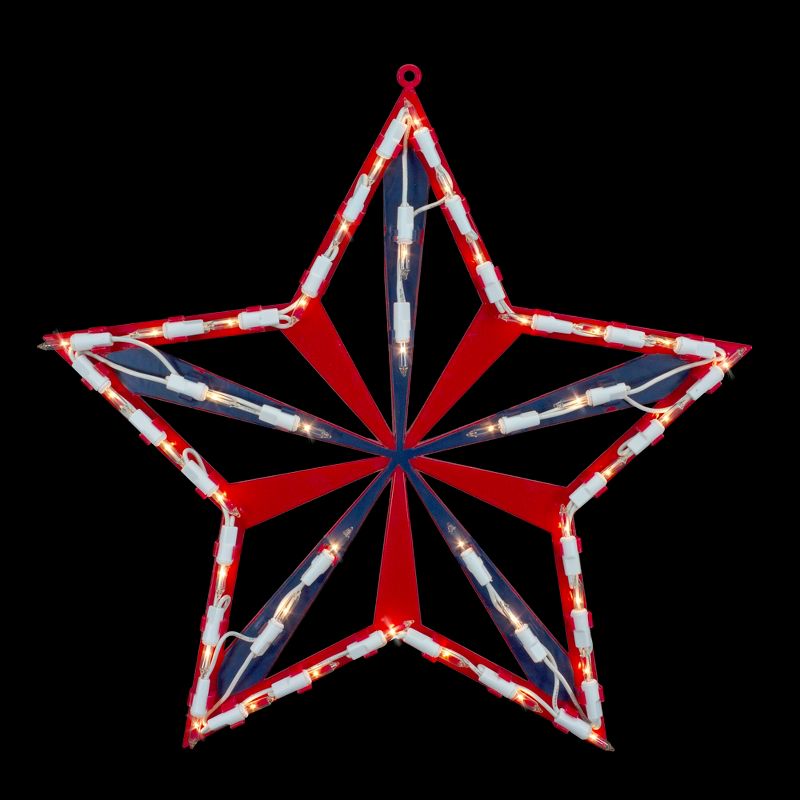 Northlight 14" Lighted Red and Blue Patriotic Star Window Silhouette - Clear Lights, 1 of 5